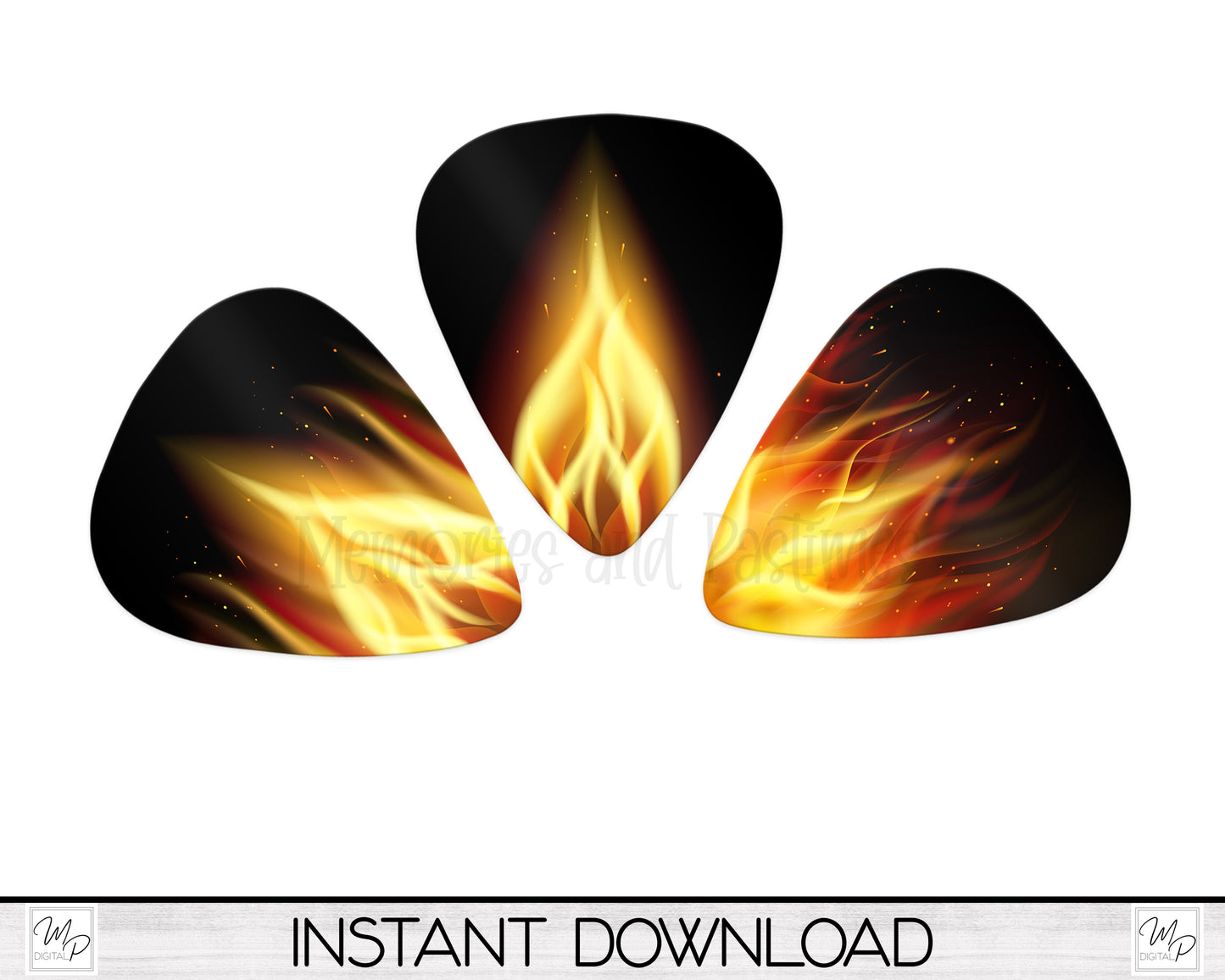 Flame Guitar Picks PNG Sublimation Design Bundle, Digital Download