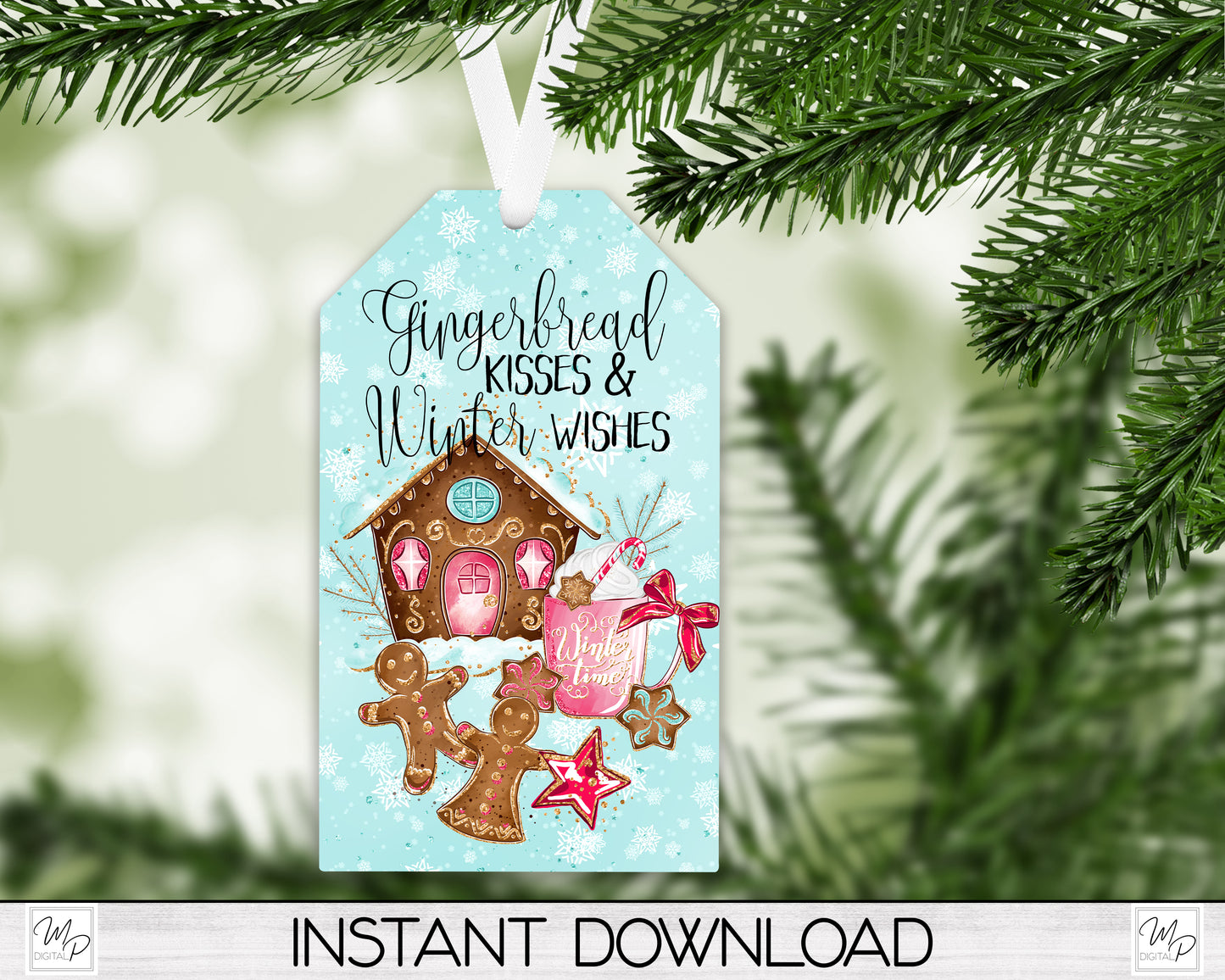 Gingerbread Tag Ornament BUNDLE, PNG for Sublimation, Christmas Ornament, Digital Download