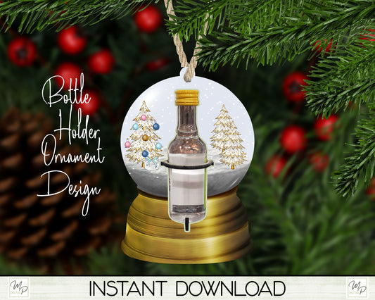 Christmas Snow Globe Liquor Bottle Holder, Ornament PNG for Sublimation, Digital Download Design