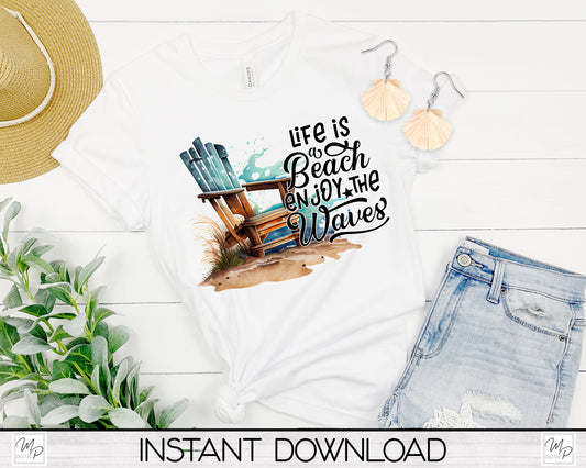 Beach PNG Sublimation Design Bundle for T-Shirts, Pillows, Mugs / Shell Earring Digital Download