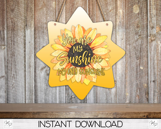 Sunflower Sign / Earring PNG Design for Sublimation, Digital Download With and Without Words