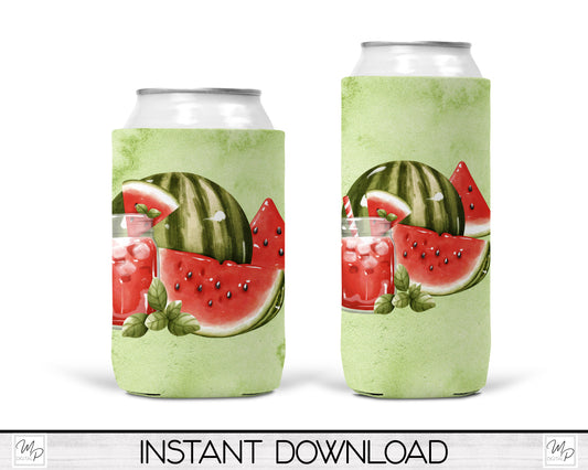 Watermelon Neoprene Can Cooler PNG Sublimation Design, Digital Download