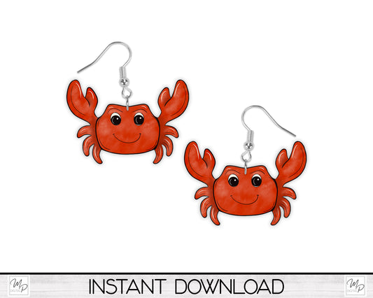 Crab Earring PNG Design for Sublimation, Digital Download