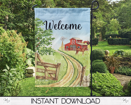 Farm Garden Flag PNG for Sublimation Design, Digital Download, Welcome