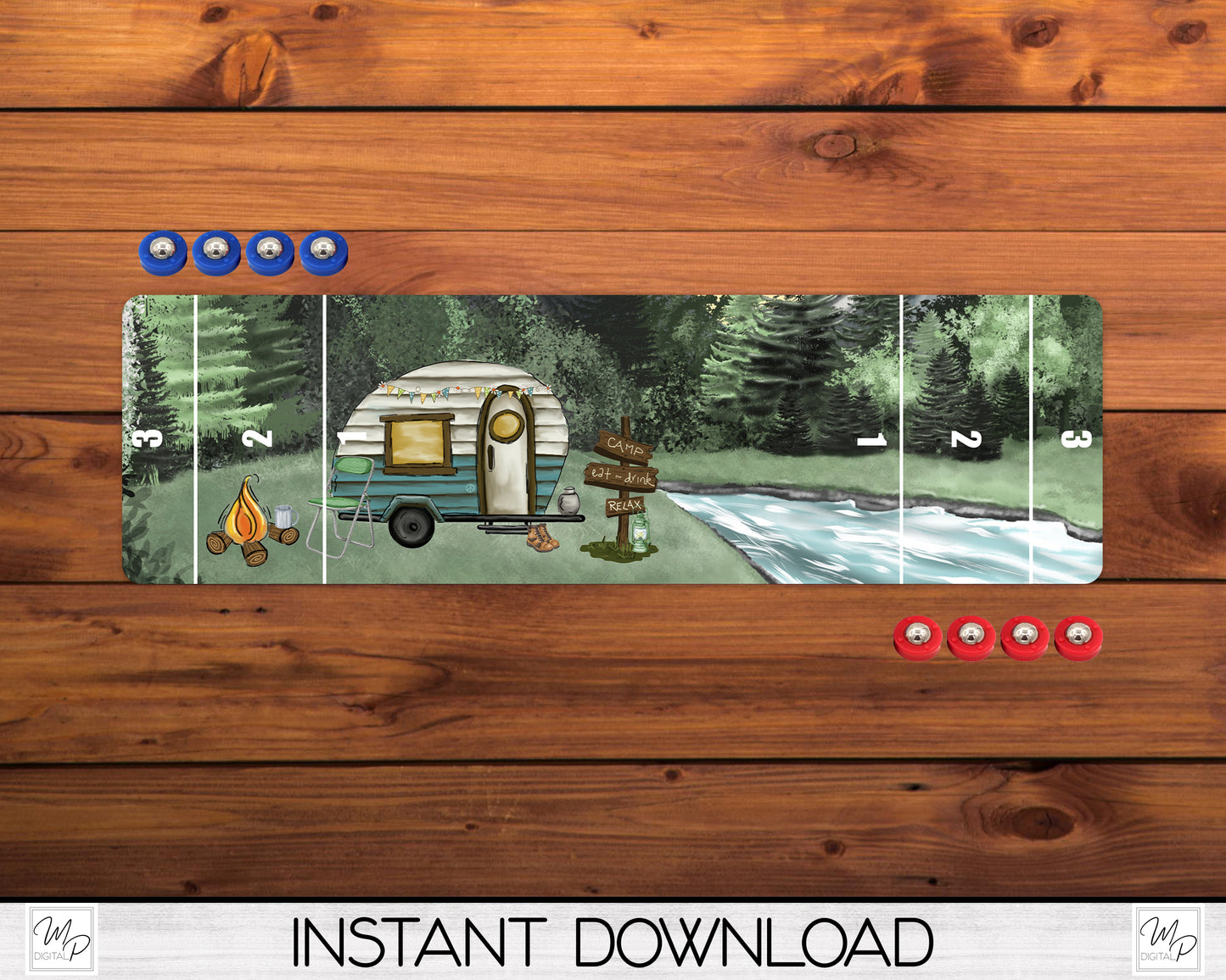 Camping Shuffleboard Sublimation PNG, Sublimation Digital Download, PNG Design
