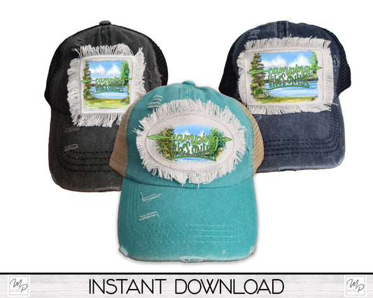 Camping Hat Patch PNG Design for Sublimation, Camping Vibes Only, Digital Download