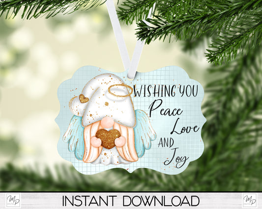 Christmas Gnome Angel Ornament PNG for Sublimation, Benelux Tree Ornament Design, Digital Download