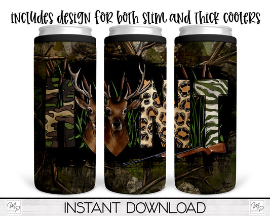 Camo Deer Hunting Can Cooler Sublimation Download, Waterslide PNG, Duozie PNG Design for Slim & Thick Duozie Wrap