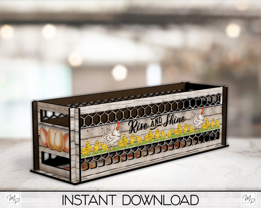 Chicken Wire Box PNG Sublimation Design, Rise and Shine Centerpiece MDF Box Design Digital Download