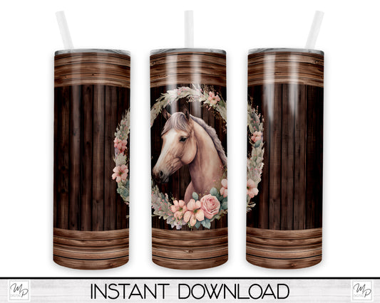 Horse 20oz Skinny Tumbler PNG Sublimation Design, Tumbler Digital Download