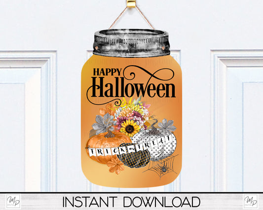Halloween Mason Jar Door Sign PNG Design for Sublimation
