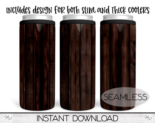 Dark Wood Background Can Cooler Sublimation Download, Waterslide PNG, Duozie PNG Design for Slim & Thick Duozie Wrap