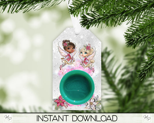 Christmas Fairies Tag Playdough Gift Ornament PNG Design, Party Favor Sublimation Design Download