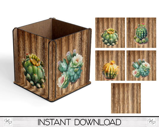 Cactus Box PNG Sublimation Design, Centerpiece MDF Box Design Digital Download