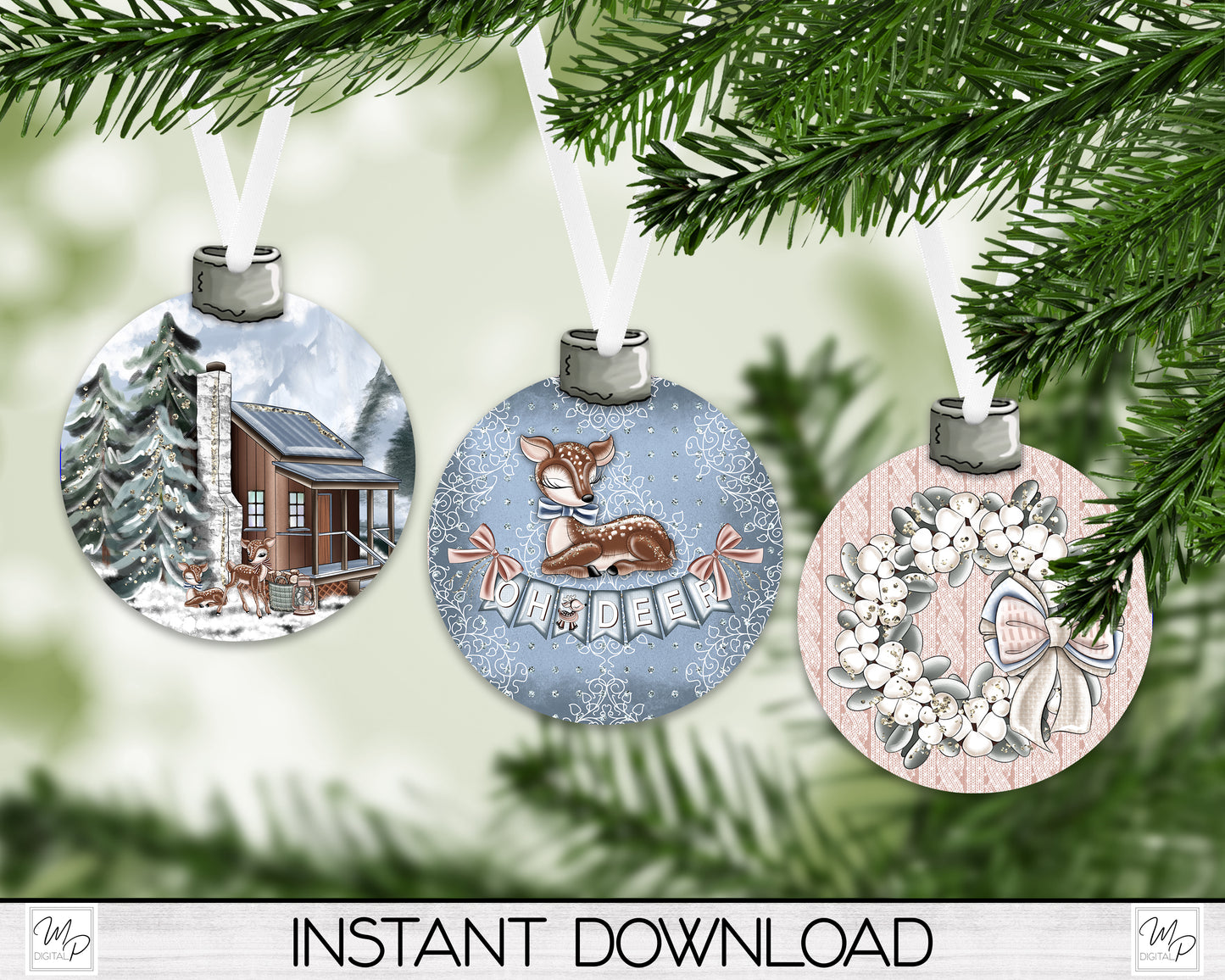 Christmas Bobber Earring / Ornament BUNDLE PNG for Sublimation, Digital Design Download