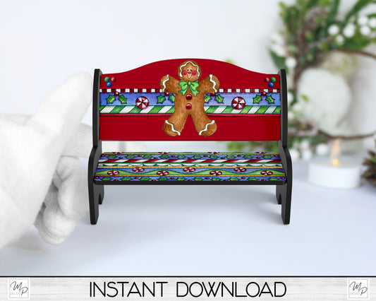 Christmas Gingerbread Bench PNG for Sublimation, Sublimation Design for Tiered Tray Benches, Digital Download