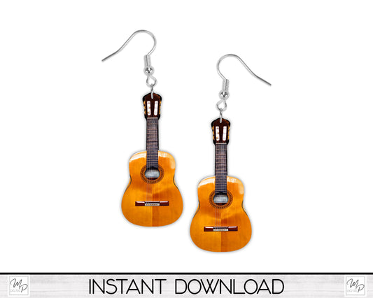 Guitar PNG Design for Sublimation of Earrings, Signs, Keychains, Digital Download