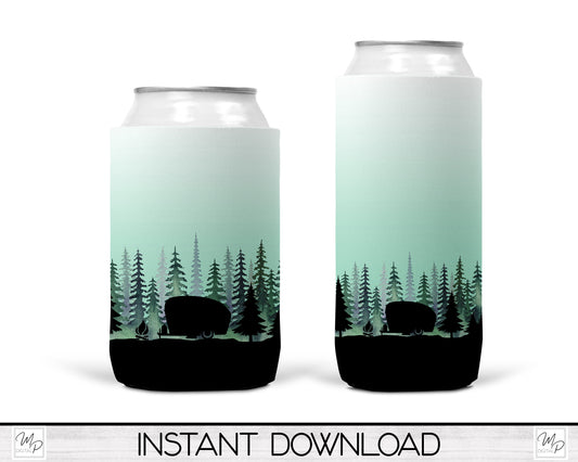 Camping Can Cooler PNG Sublimation Design