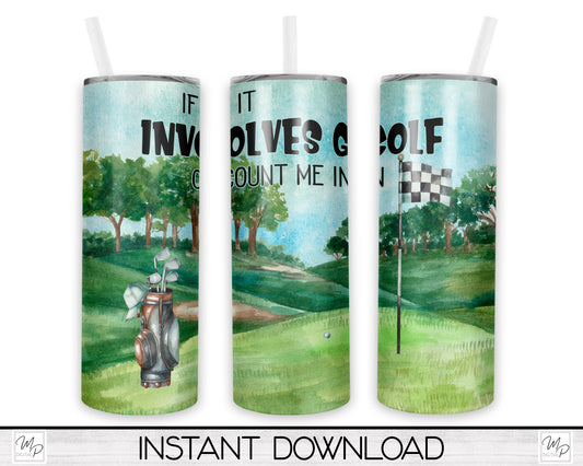 Funny Golf 20oz Skinny Tumbler PNG Sublimation Design, Tumbler Digital Download