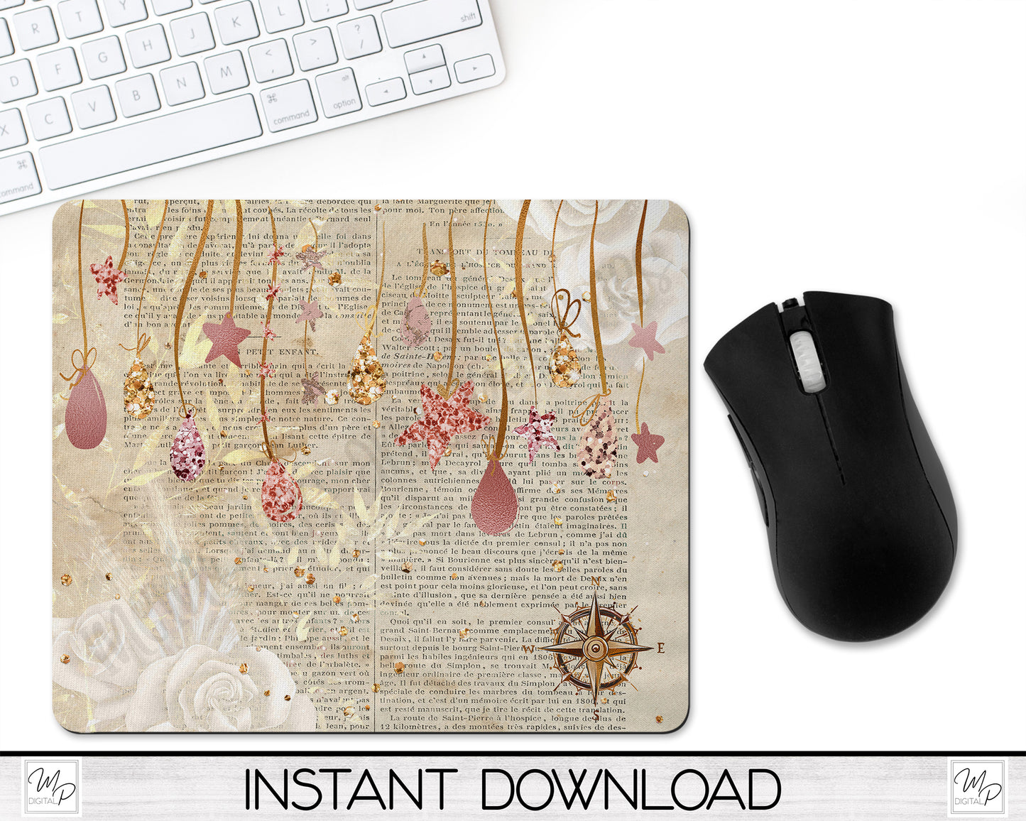 Victorian Mouse Pad PNG for Sublimation Digital Download, Mousepad Design for Sublimation