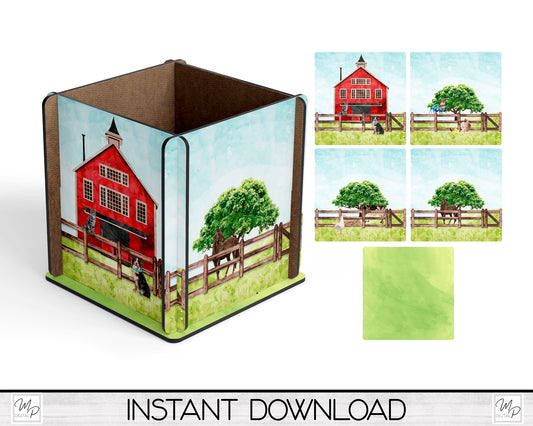 Farmyard Animals Box PNG Sublimation Design, Centerpiece MDF Box Design Digital Download