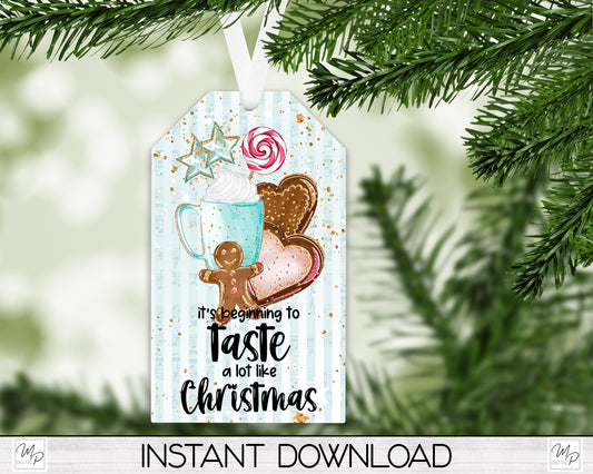 Gingerbread Tag Christmas Tree Ornament PNG for Sublimation, Ornament Design, Digital Download