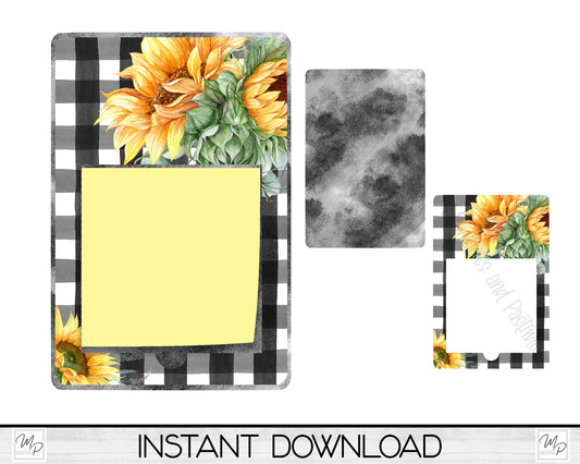 Sunflower Floral Sticky Notepad Holder PNG Sublimation Design, Note Pad Holder Digital Download
