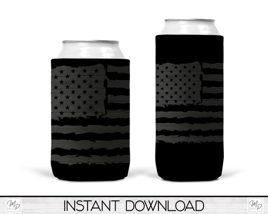 US Flag Neoprene Can Cooler PNG Sublimation Design, Digital Download