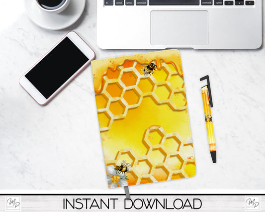 Honey Bee Journal and Pen Set PNG Sublimation Design, Digital Download