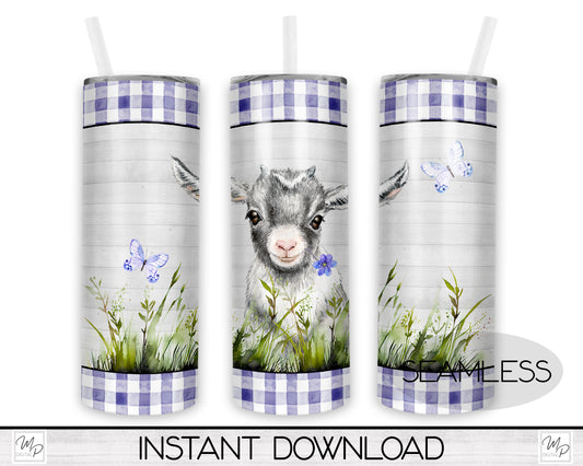 Goat 20oz Skinny Tumbler PNG Sublimation Design, Digital Download