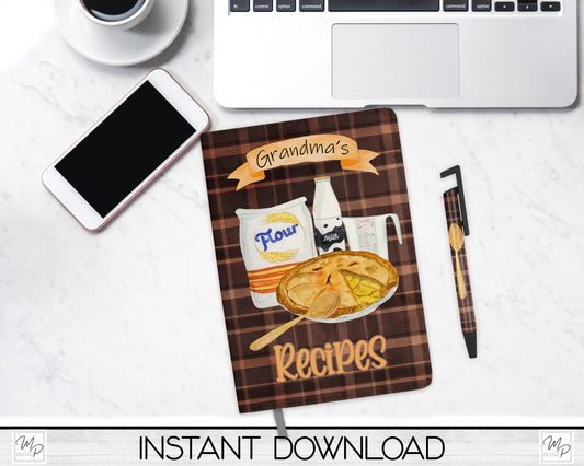 Recipe Cookbook / Journal and Pen Set PNG Sublimation Design, Digital Download