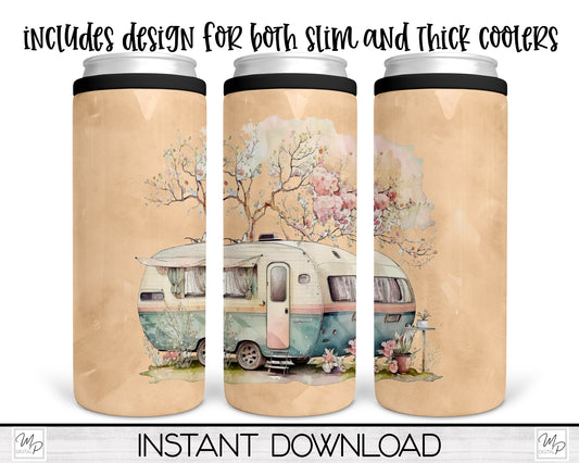 Camping Can Cooler Sublimation Download, Design for Slim & Thick Duozie and Other Metal Coolers