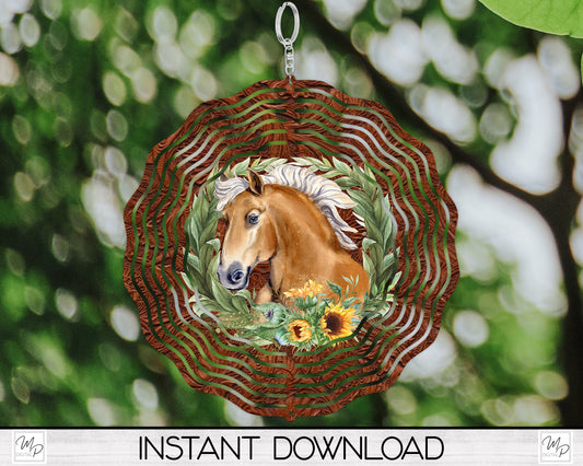 Sunflower Horse Wind Spinner PNG Design for Sublimation, Garden Spinner Design, Digital Download