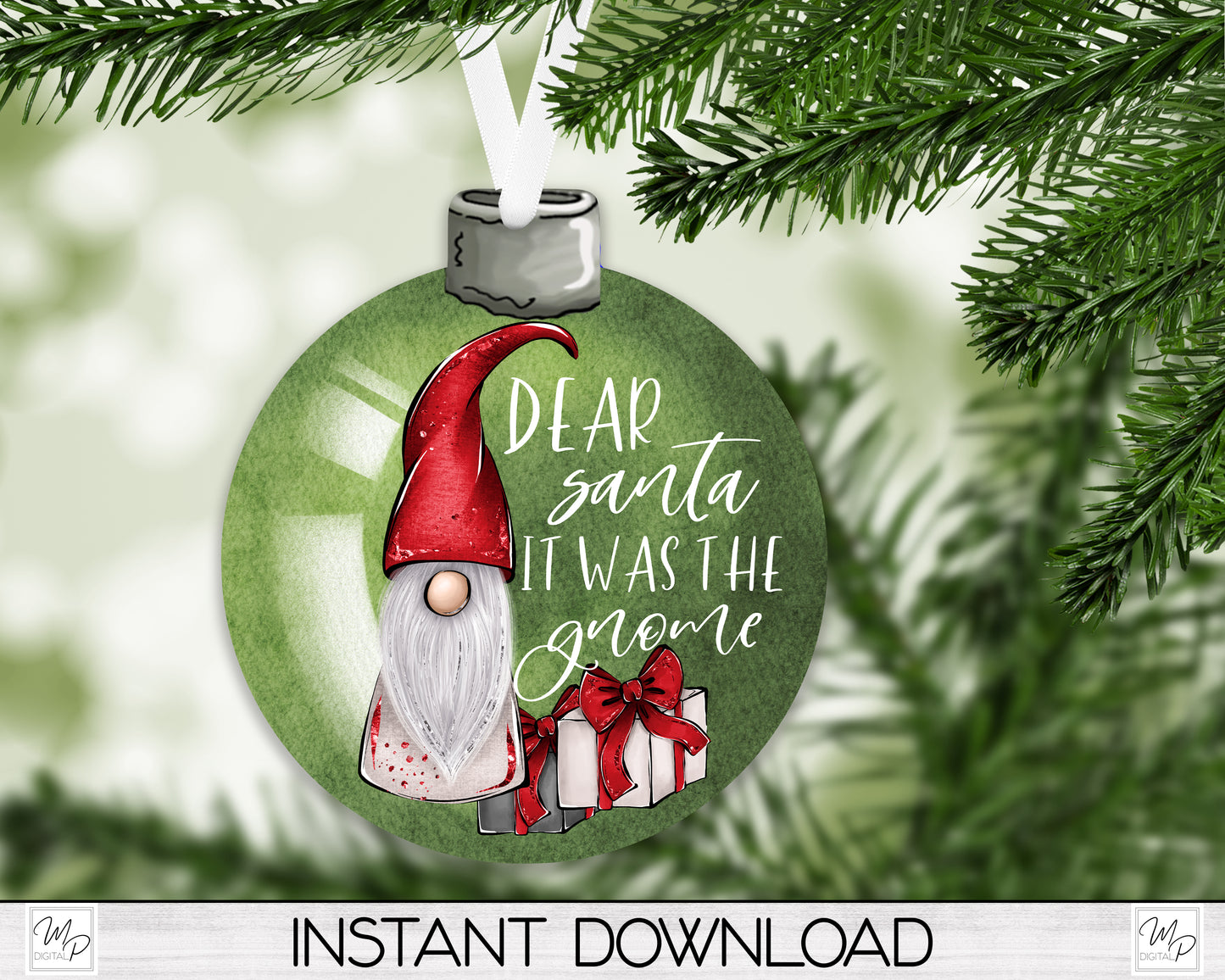Gnome Bobber Ornament BUNDLE, PNG for Sublimation, Christmas Ornament, Digital Download