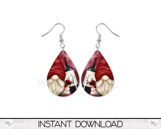 Wine Gnome Earring Design for Sublimation