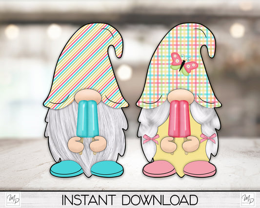 Popsicle Summer Gnomes PNG Sublimation Digital Design Download, Wall Hanging, Earrings
