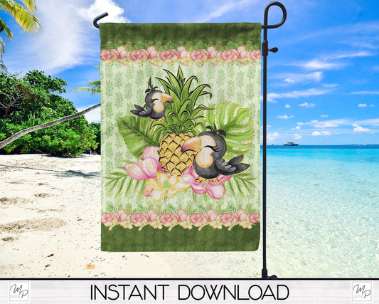Tropical Toucan Garden Flag for Sublimation Design, Yard / Patio Flag, Digital Download