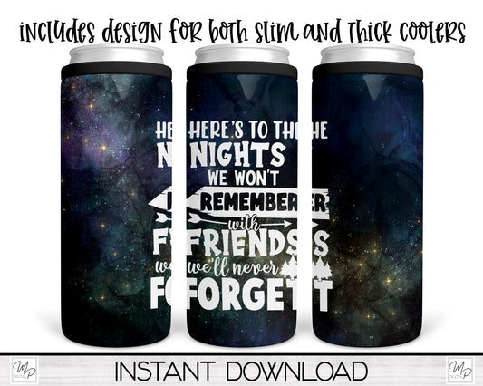 Camping Friends Can Cooler Sublimation Download, Waterslide PNG, Duozie PNG Design for Slim & Thick Duozie Wrap