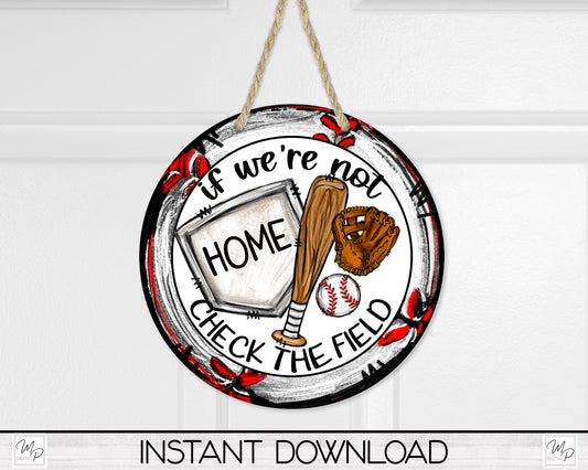 Baseball Circle Front Door Hanger PNG Design for Sublimation, Digital Download