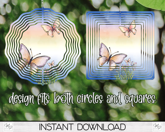 Spring Butterflies Spinner PNG Design for Sublimation, Garden Spinner Design, Digital Download