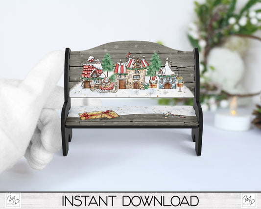 Christmas Santa's Village Bench PNG for Sublimation, Sublimation Design for Tiered Tray Benches, Digital Download, MSS Blank Design