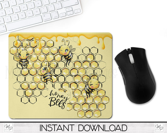 Honey Bee Mouse Pad PNG for Sublimation Digital Download, Mousepad Design for Sublimation