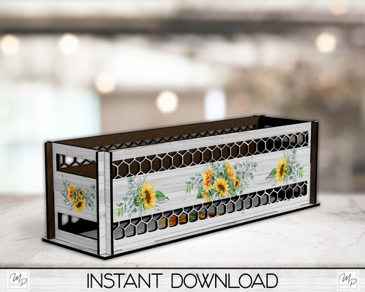 Sunflower Box PNG Sublimation Design, Centerpiece MDF Box Design Digital Download