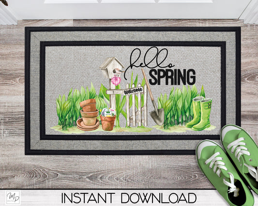 Welcome Spring Door Mat Design for Sublimation, Digital Download