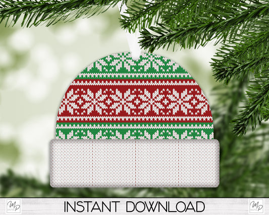 Christmas Beanie Ornament PNG Design, Sublimation Design Download, Ugly Sweater