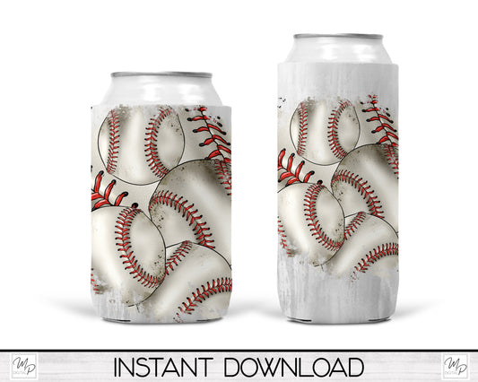 Baseball Neoprene Can Cooler PNG Sublimation Design, Digital Download
