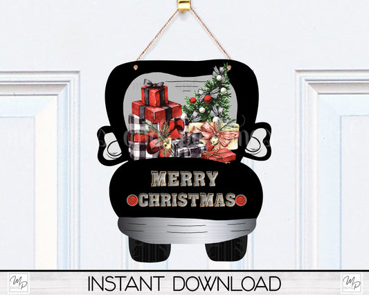 Christmas Farmhouse Truck Door Sign PNG Design for Sublimation, Merry Christmas