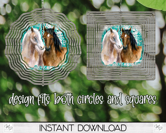 Horse Wind Spinner PNG Design for Sublimation, Garden Spinner Design, Digital Download