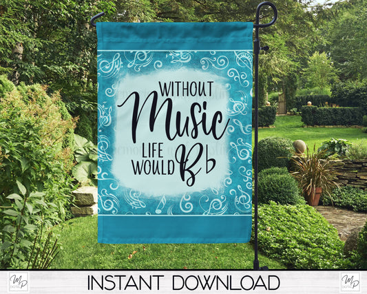 Music Garden Flag PNG for Sublimation Design, Digital Download