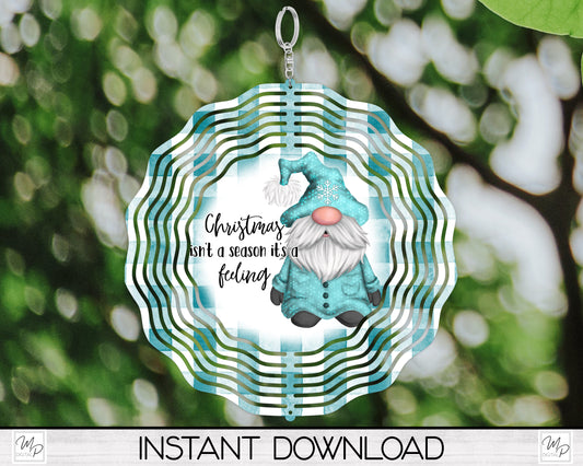 Christmas Gnome Wind Spinner PNG Design for Sublimation, Garden Spinner Design, Digital Download
